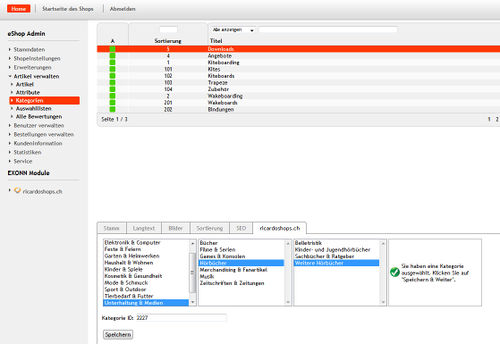 Kategorie Einstellungen